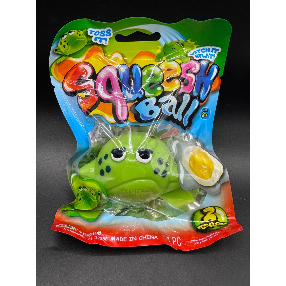 Ja-Ru Squeeshy Ball Green Frog Sticky Stretchy Splat Toy 5303DB Age 3+ New